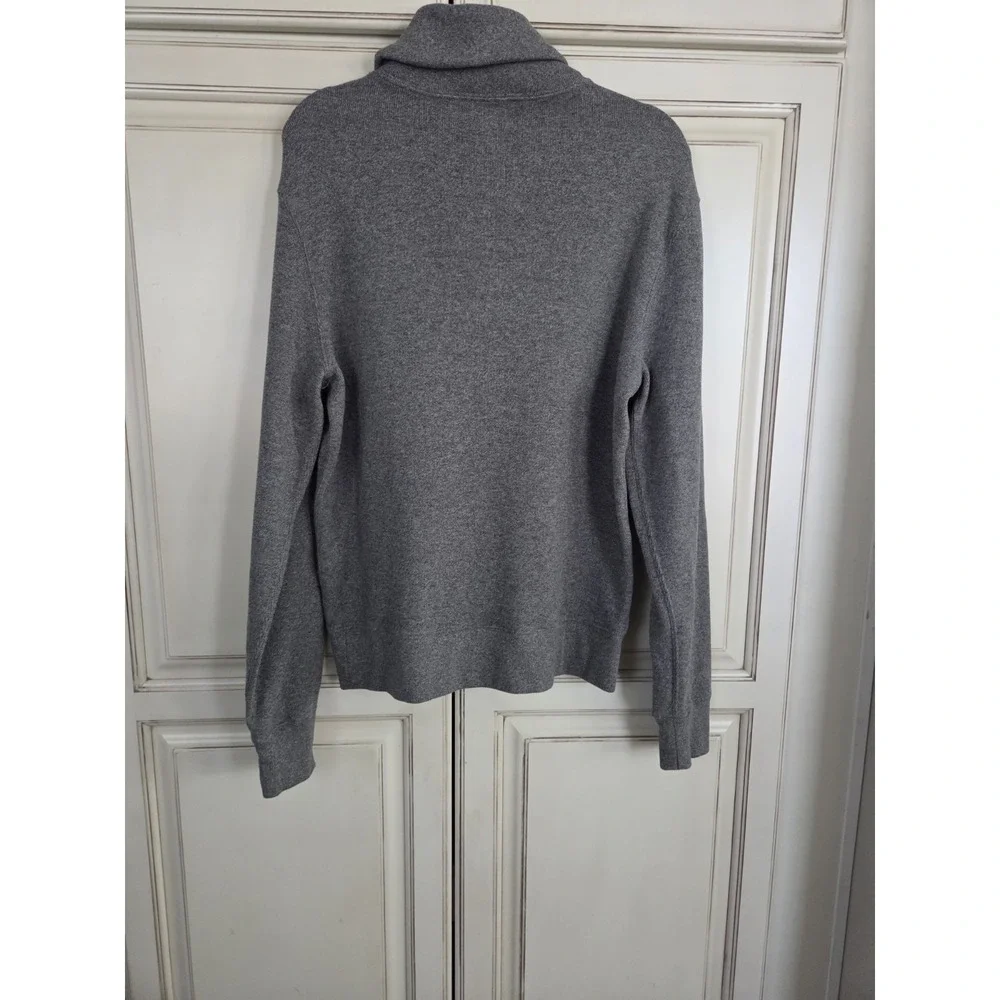 Polo Ralph Lauren Shawl Collar Pullover‎ Sweater Men's Medium Gray W Purple Pony